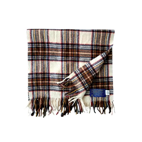 Pendleton Accessories - Heritage Vintage Pendleton 100% Virgin Wool Plaid Fringe Scarf Rectangle Preppy